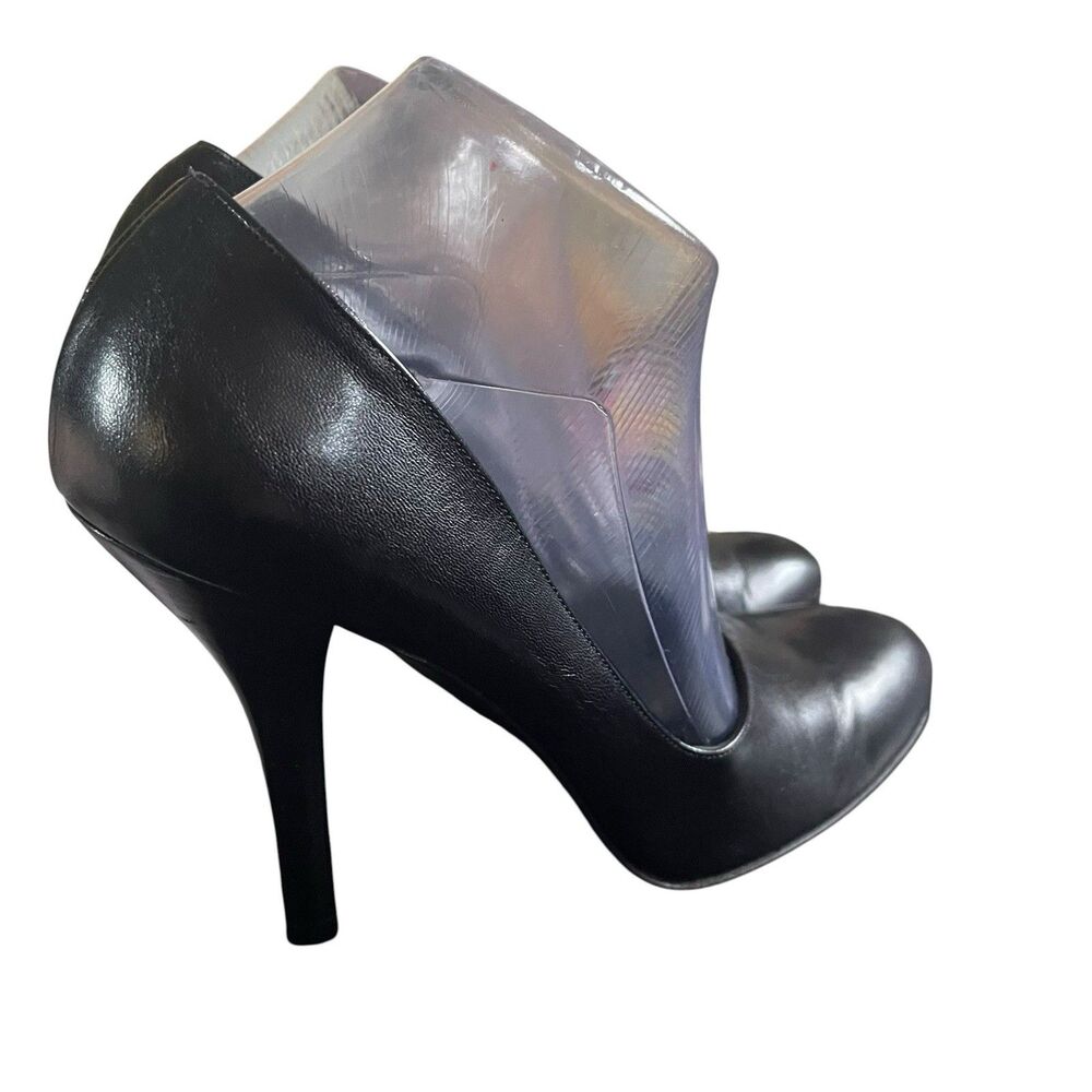 GUCCI SHOES HIGH HEEL BLACK LEATHER ROUNDED TOELINE PUMP SIZE 40 US 10 LUXURY - Picture 7 of 13